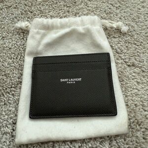 Saint Laurent  Grain Leather Card Case - Gray / Anthracite